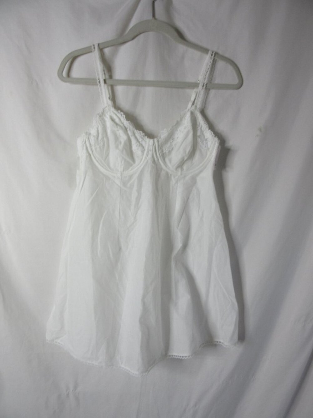 Auden Intimates Babydoll Slip Cotton Chemise Underwire White Size Medium NWT